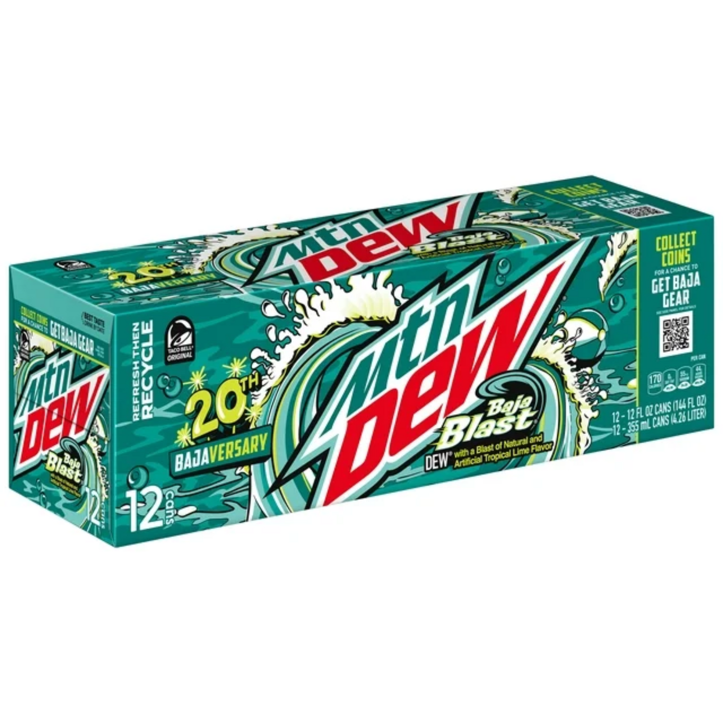 Mountain Dew Baja Blast Tropical Lime Soda Pop - 12 pk/12 oz Cans