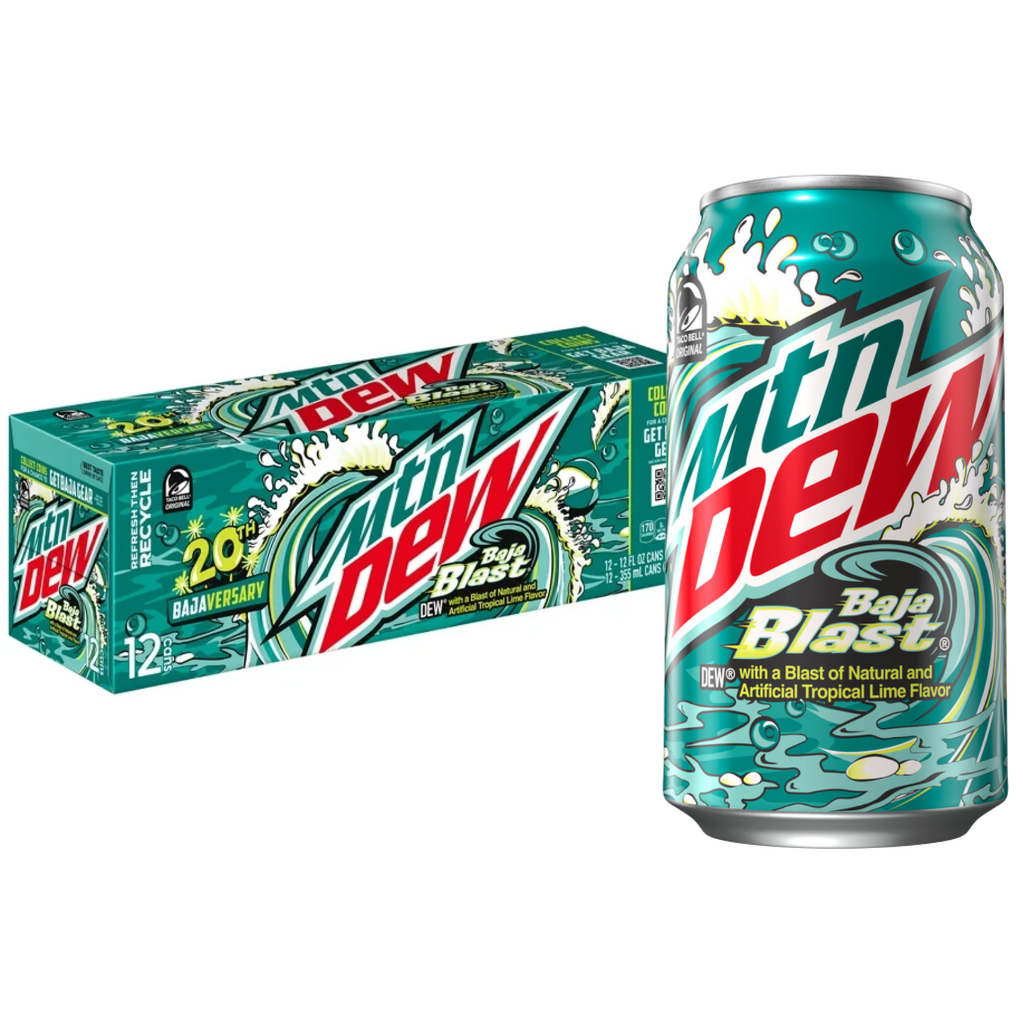 Mountain Dew Baja Blast Tropical Lime Soda Pop - 12 pk/12 oz Cans