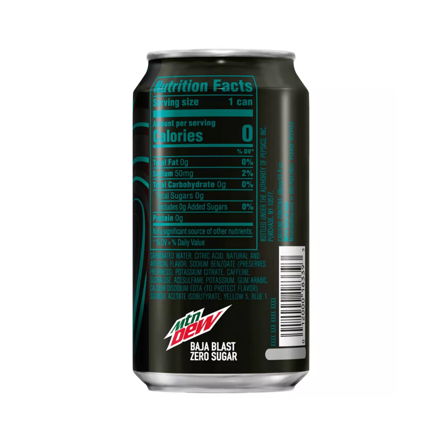 Mountain Dew Zero Sugar Baja Blast Tropical Lime Soda Pop - 12 pk/12 oz Cans