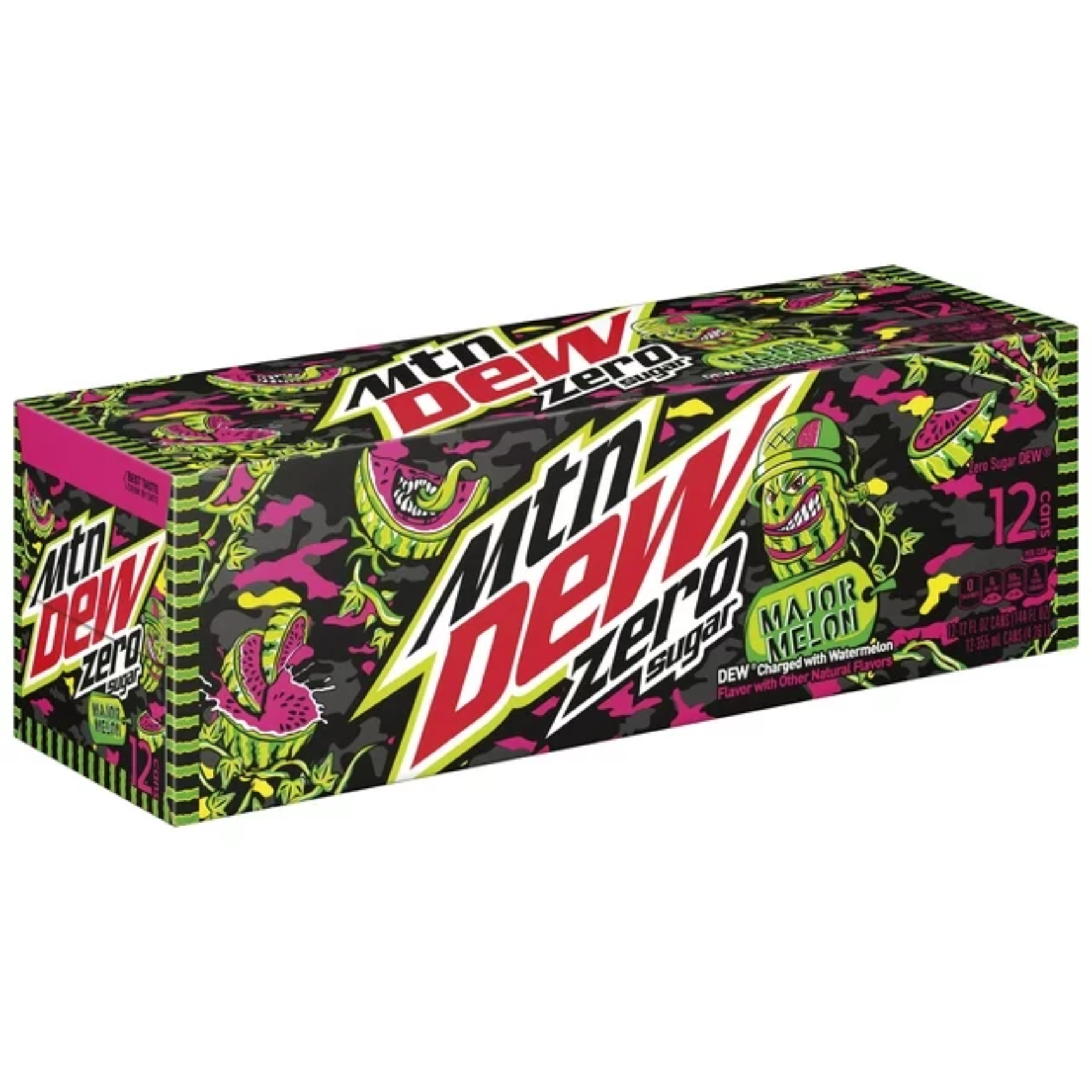 Mountain Dew Zero Sugar Major Melon Watermelon Citrus Soda Pop - 12 pk/12 fl oz Cans