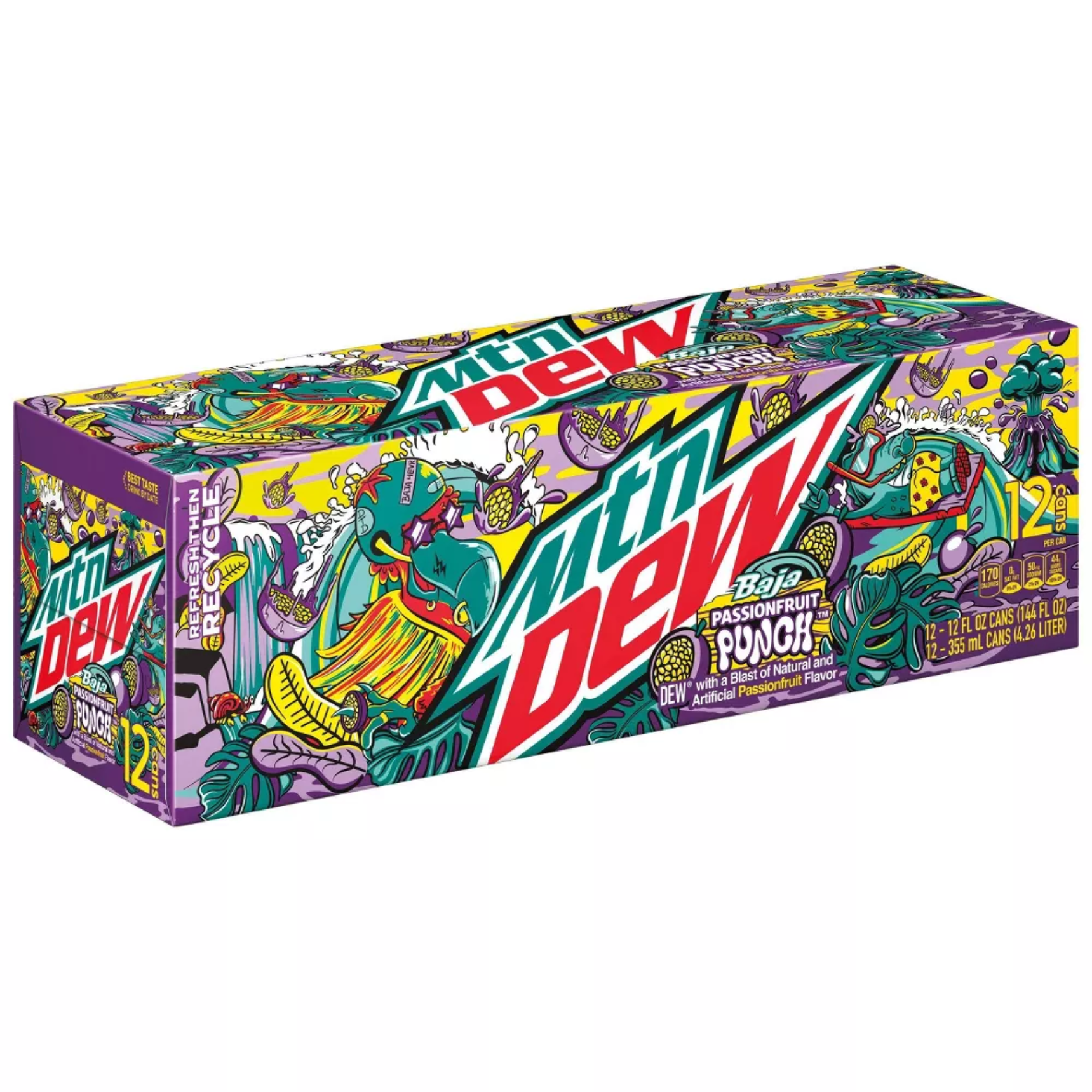 Mountain Dew Baja Passionfruit Punch Soda - 12 pk/12 fl oz Cans