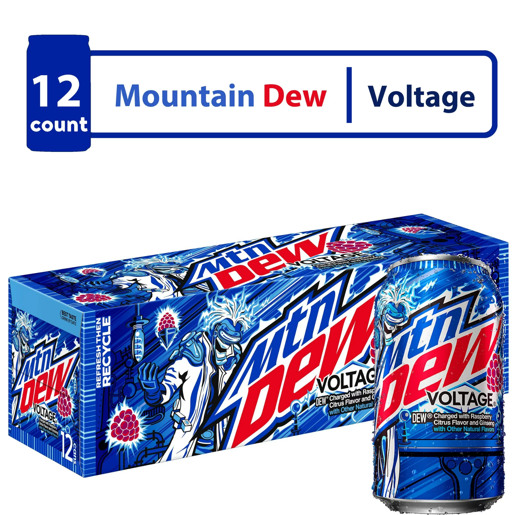 Mountain Dew Voltage Berry & Citrus Soda Pop - 12 pk/12 oz Cans